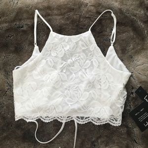 Lace white crop top